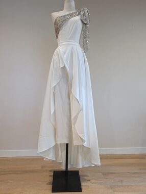 NEW $495 JAY GODFREY TWO PIECE ONE SHOULDER JUMPSUIT WITH OVERLAY SKIRT SIZE 0